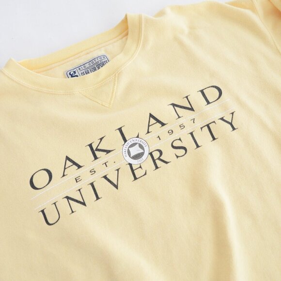 VTG Gear For Sports Big Cotton Yellow Oakland University Crew Neck Sweater XL - Picture 7 of 11